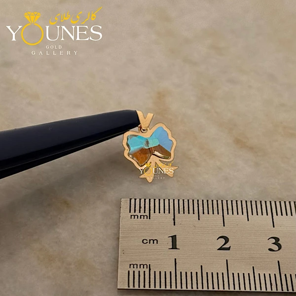 آویز سواروسکی پاپیون بنفش طلا